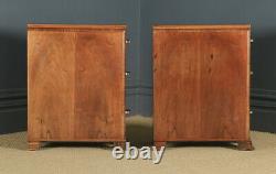 Antique Pair of Art Deco Figured Walnut Bedside Cabinet Chests Tables Nighstands