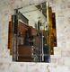 Antique Vintage Stunning Art Deco Amber Mirror Stepped Iconic Style