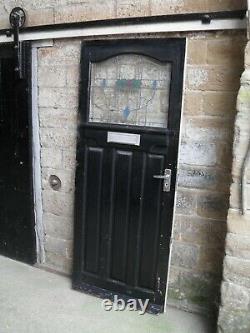 Antique art deco style front door / entrance door with leaded fascia glass panel