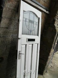 Antique art deco style front door / entrance door with leaded fascia glass panel