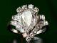 Antique Art Deco Vitage Style White 3.62ct Pear Diamond 14k Gold Engagement Ring
