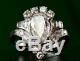 Antique art deco vitage style white 3.62ct pear diamond 14k gold engagement ring