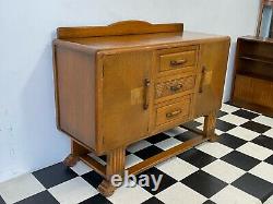 Antique arts & crafts deco style carved oak buffet sideboard -Delivery Available