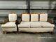 Antique Walnut Framed Bergere Lounge Parlour Suite Three Seat Sofa And Armchair