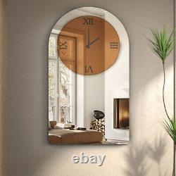 Arched Wall Clock for Living Room Decor Mirrored Finish Kitchen Bedroom Study