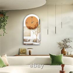 Arched Wall Clock for Living Room Decor Mirrored Finish Kitchen Bedroom Study