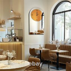 Arched Wall Clock for Living Room Decor Mirrored Finish Kitchen Bedroom Study