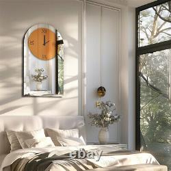 Arched Wall Clock for Living Room Decor Mirrored Finish Kitchen Bedroom Study