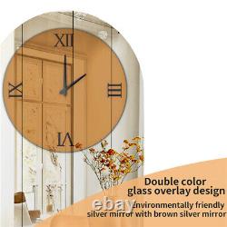 Arched Wall Clock for Living Room Decor Mirrored Finish Kitchen Bedroom Study