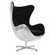 Arne Jacobsen Inspired Spitfire Egg Chair Aluminium Black Faux Leather Brandnew