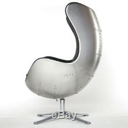 Arne Jacobsen Inspired Spitfire Egg Chair Aluminium Brown Faux Leather BrandNew