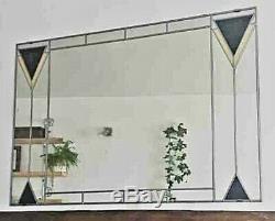 Art Deco 1 Stained glass leaded mirror. Large 91x61cm 3x2 FT