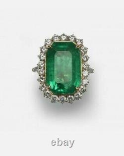 Art Deco Antique Look 5.2Ct Green Emerald Diamond Vintage Style Ring 925 Silver