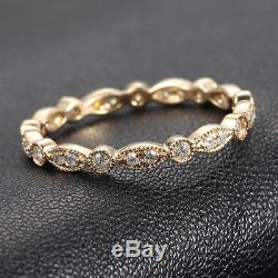 Art Deco Antique Style. 32ct Diamond Milgrain 14K Yellow Gold Wedding Band Ring