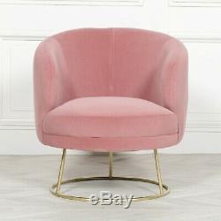 Art Deco Arm Chair Pink Velvet Upholstered Tub Armchair Accent Occasional Chair