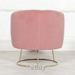 Art Deco Arm Chair Pink Velvet Upholstered Tub Armchair Accent Occasional Chair