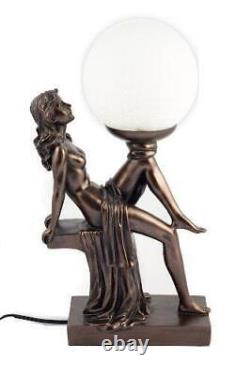Art Deco Bronze Style Lighting Sitting Leaning Lady Table Lamp