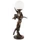 Art Deco Crackle Glass Globe Bronze Effect Lamp Light W Lady