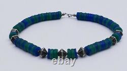Art Deco Ethnic Style Necklace Glass Emerald Green Silver Necklace Silver Vintage