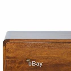 Art Deco Farmhouse Style Curved Edge Chest of 3 Drawer Dark Solid Mango Wood