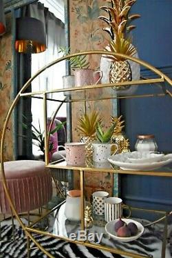 Art Deco Glam Gold Finished Drinks Trolley with 3 Glass Shelves on casters