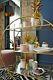 Art Deco Glam Gold Finished Drinks Trolley With 3 Glass Shelves On Casters