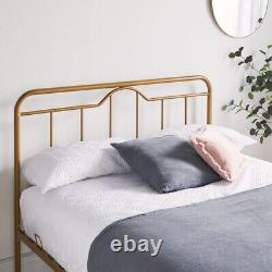 Art Deco Gold Frame Linear Double Bed Frame Gold Metal 4ft 6