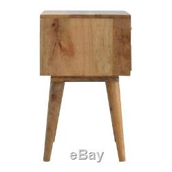 Art Deco Inspired Bone Inlay Geometric Bedside Table Artisan Made Solid Wood