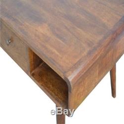 Art Deco Inspired Curved Edge Dark Solid Wood Coffee Table Mid Century Style