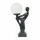 Art Deco Lamp, Black Art Deco Table Lamp, Lady Sitting Holding Ball