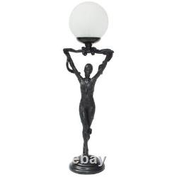 Art Deco Lamp, Black Table Lamp, Round Glass Shade, Diana