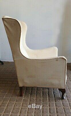 Art Deco Pinched Waist Style Wing Back Armchair for Reupholstery
