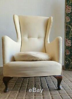 Art Deco Pinched Waist Style Wing Back Armchair for Reupholstery