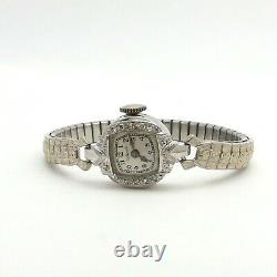 Art Deco Platinum Diamond Waltham Ladies Wind Up Watch Wristwatch