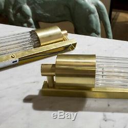 Art Deco Skycraper Style Wall Light Sconce Lamp. Brass And Glass