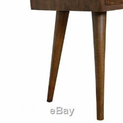 Side Table With Gold Inlay Detail Dark Wood Art Deco Small Narrow Bedside 