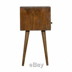 Art Deco Small Narrow Bedside / Side Table With Gold Inlay Detail Dark Wood