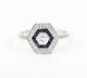Art Deco Style 1.25 Ct Round Cut White & Sapphire Double Halo Engagement Ring