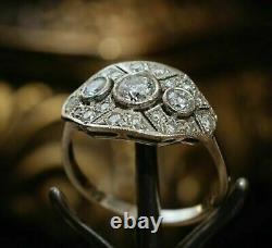 Art Deco Style 1.60 Ct Lab Created Diamond Engagement 14K White Gold Filled Ring