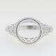 Art Deco Style 10k White Gold Semi Mount Ring Setting Round Rd 9x9mm