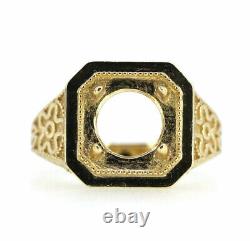 Art Deco Style 10K Yellow Gold Semi Mount Ring Setting RD 8.7x 8.7 x 5.6