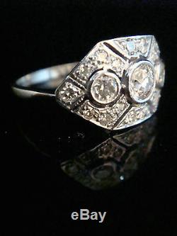 Art Deco Style 18ct Diamond Pave Set Cluster Ring 0.80ct