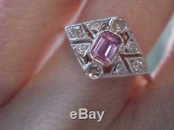 Art Deco Style 18ct Natural Pink Sapphire And Diamond Ring