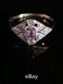 Art Deco Style 18ct Natural Pink Sapphire And Diamond Ring