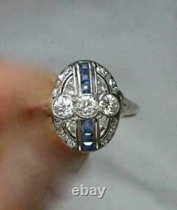 Art Deco Style 2.00 Ct Lab-Created Diamond Engagement & Wedding Ring 925 Silver