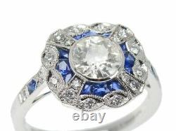 Art Deco Style 2.10 CT Simulated Diamond Victorian Engagement Ring In 925 Silver