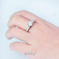 Art Deco Style 2.10Ct Round Cut Lab-Created Diamond 3-Stone Ring In 925 Silver