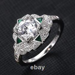 Art Deco Style 2.18 CT Simulated Diamond Cocktail Engagement Ring In 925 Silver