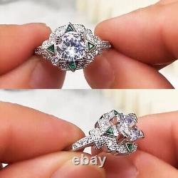 Art Deco Style 2.18 CT Simulated Diamond Cocktail Engagement Ring In 925 Silver