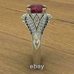 Art Deco Style 2.25Ct Rhodolite Garnet Women's Fancy Ring In 925 Sterling Silver